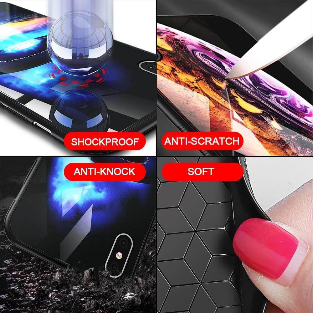 Luxury Space Silicone Glass Anti Slip Iphone Cases