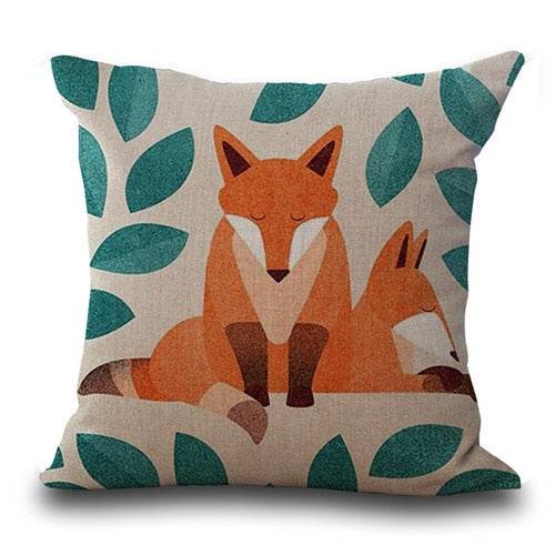 Fox Pattern Cushion Pillow Cases