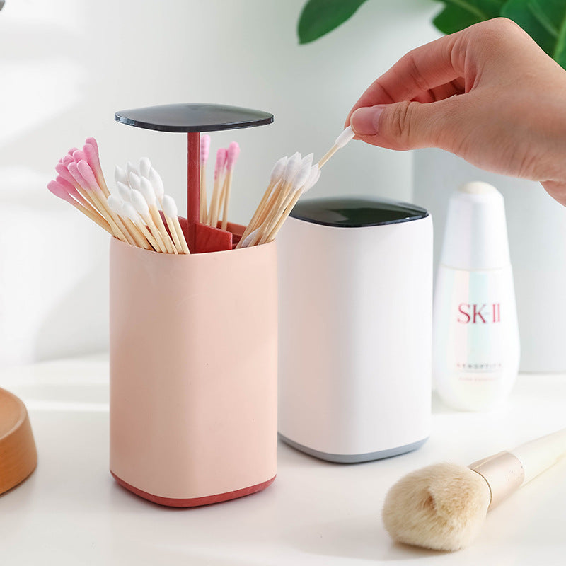 Elegant Pop-Up Toothpick Cotton Swab Storage Dispenser