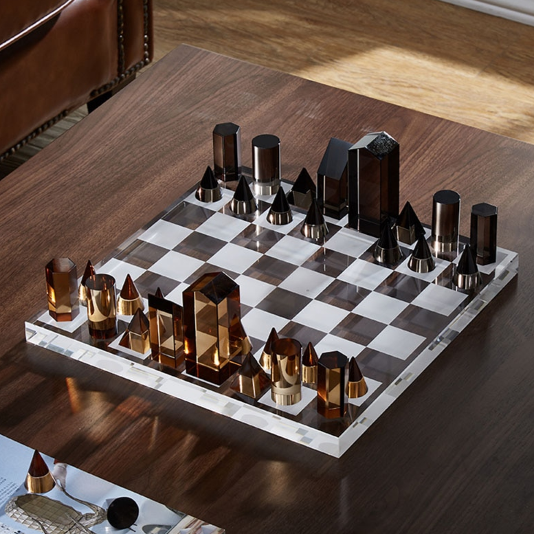 Modern Geometric Crystal Chess Board