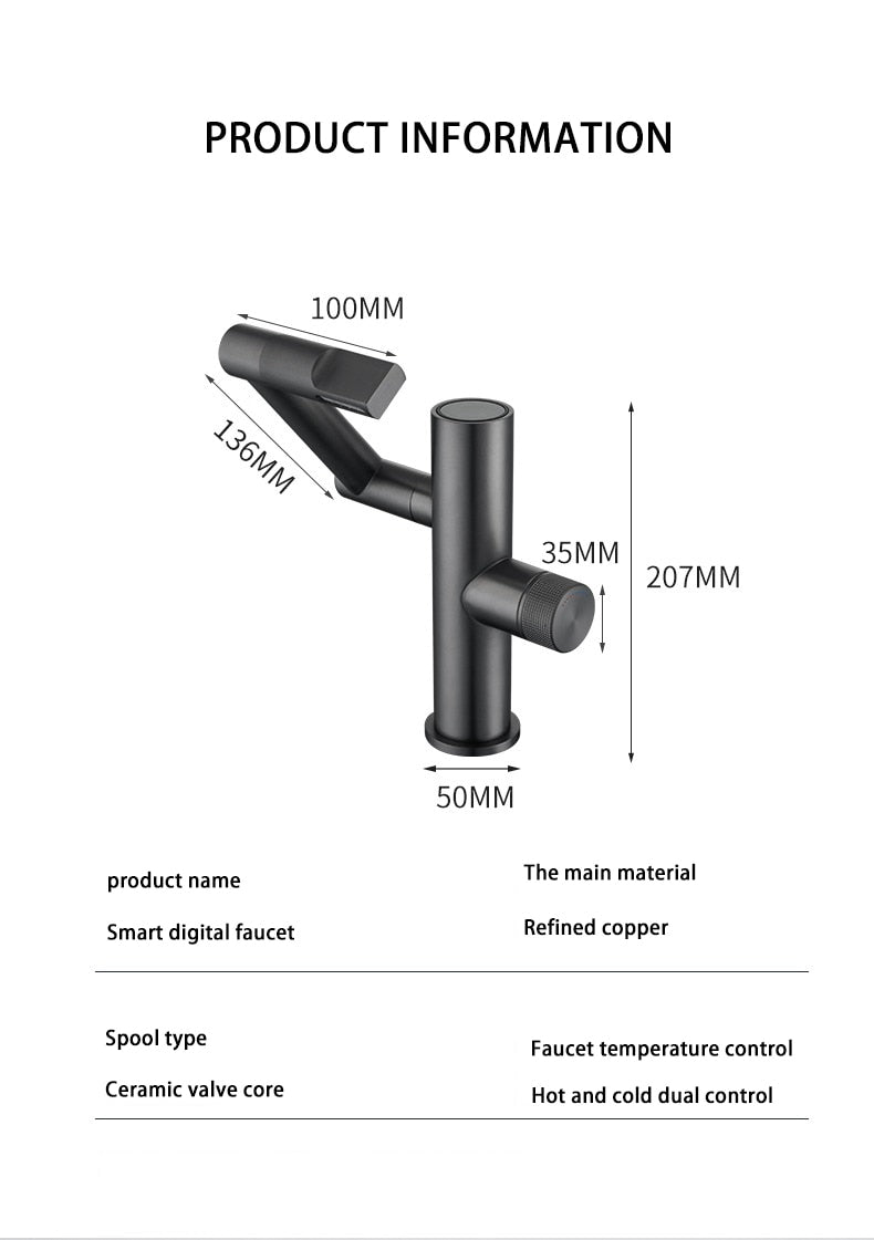 Hydroelectric Rotating Modern Smart Waterfall Faucet