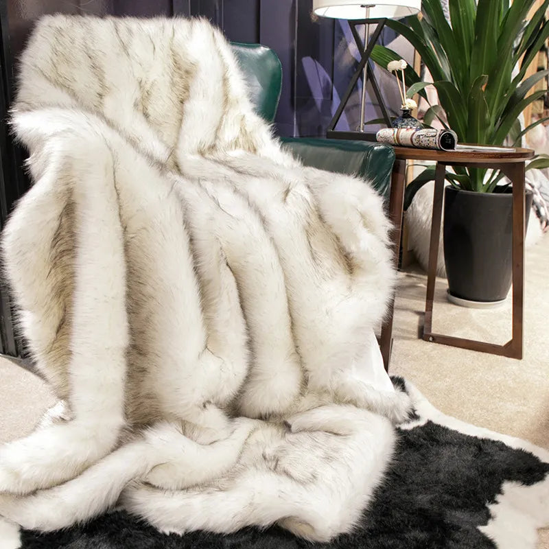 Cozy Couture Deluxe Faux Fur Sofa Blanket