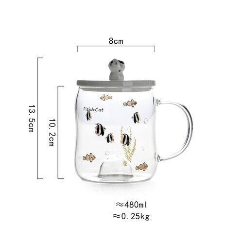 Cartoon Cat Transparent Floating Mug