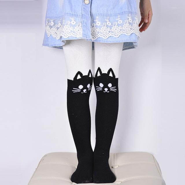 Cartoon Cat Printed Cotton Pantyhose