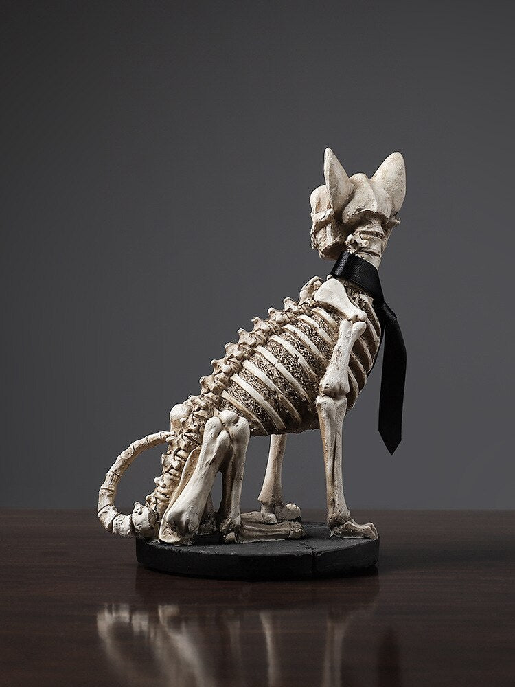 Retro Skull Dog Statue