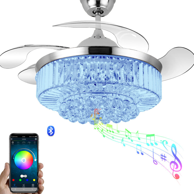 Melody Glow Crystal LED Ceiling Fan Speaker Lamp