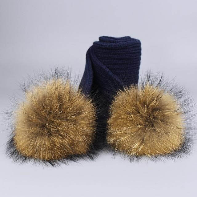 Warm Knitted Fur Hat Scarf Set