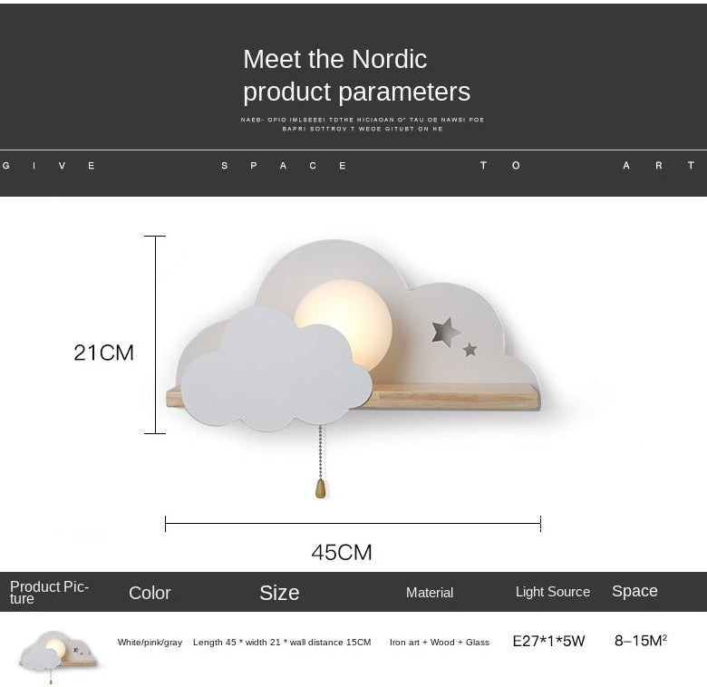 Nordic Kids Cloud Sky LED Wall Lamp