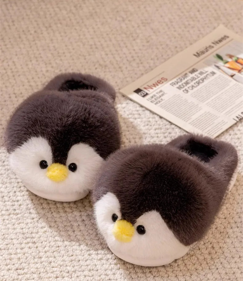 Happy Penguins Plush Comfy Cozy Slippers