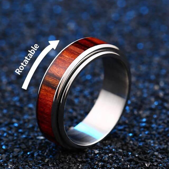 Titanium Stainless High Polished Red Woodiness Rings