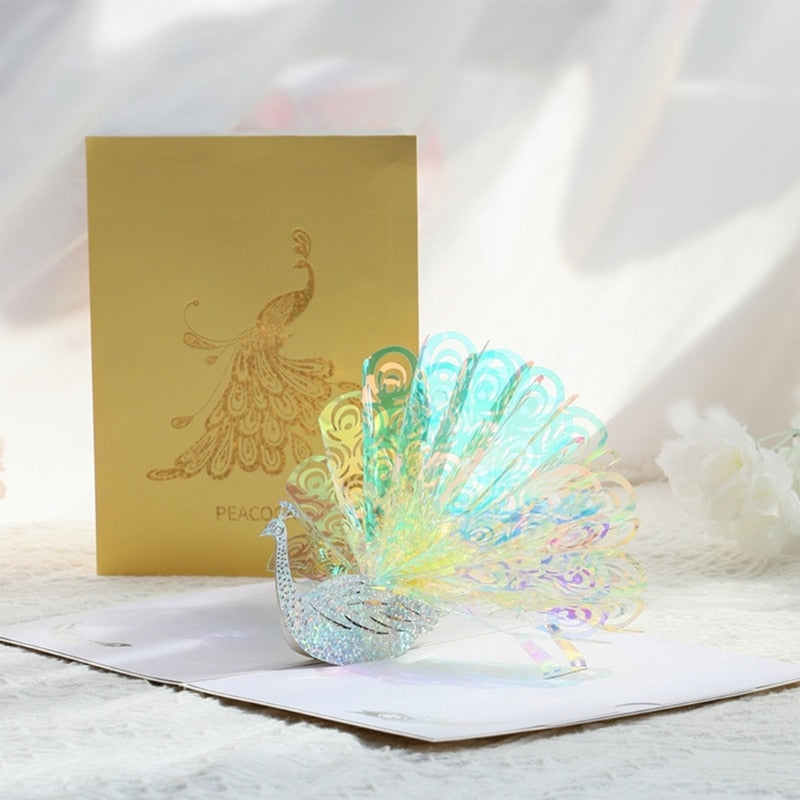 3D Shining Peacock Decorative Card