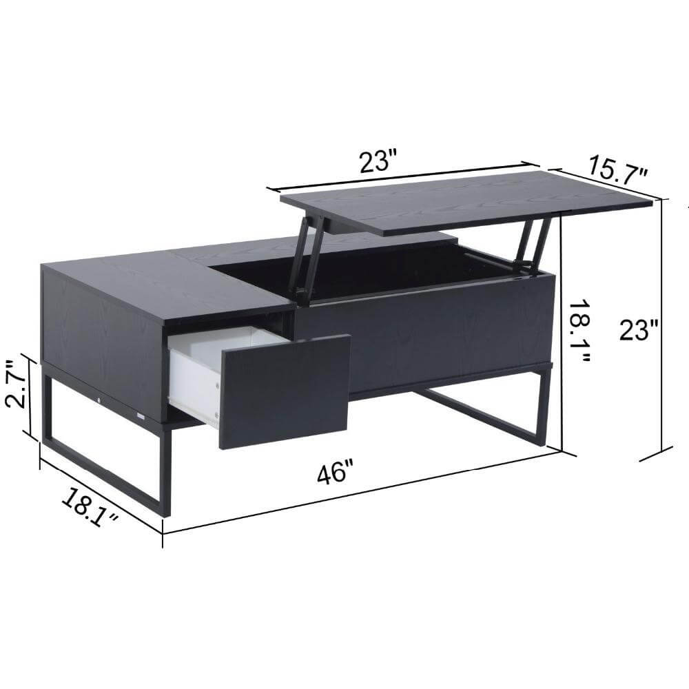 Black Modern Lift Up Top tool for coffee table and desk