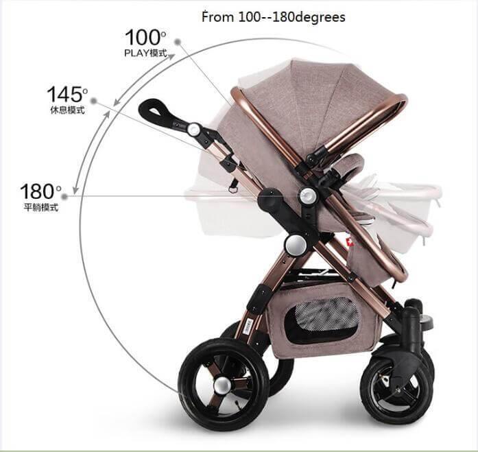 Luxury 3 in 1 Portable Higher Land-scape Carriage Foldable Baby Stroller