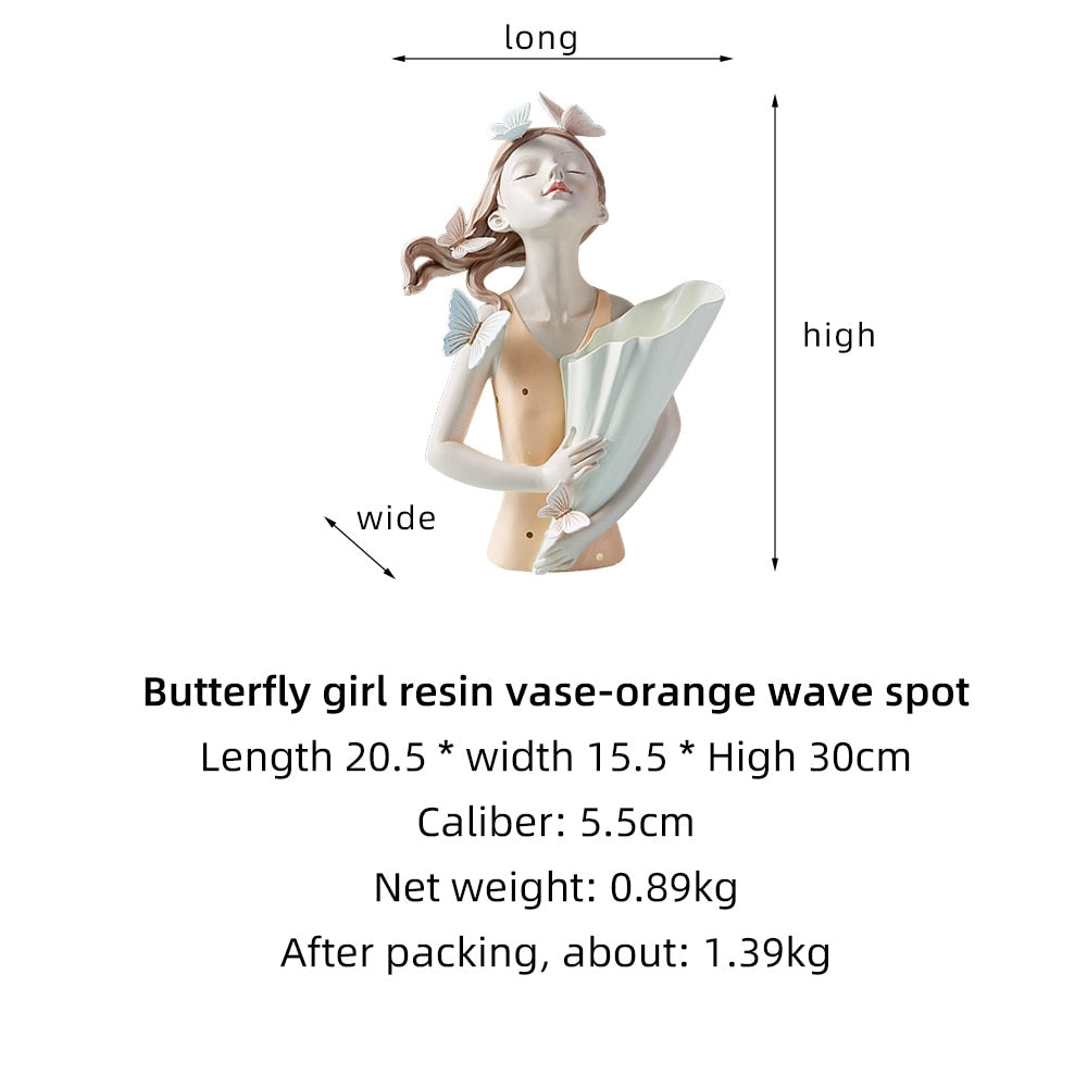 Butterfly Girl Resin Modern Vase