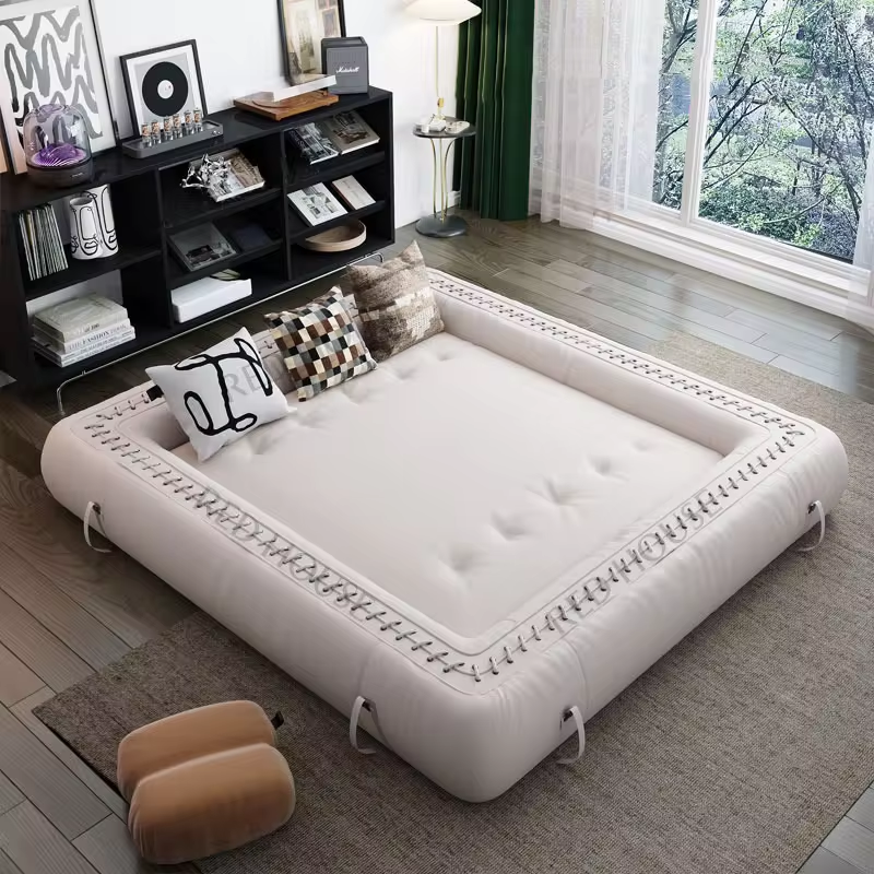 Multi-Fold Vintage Elegant Tatami Leather Sofa Bed