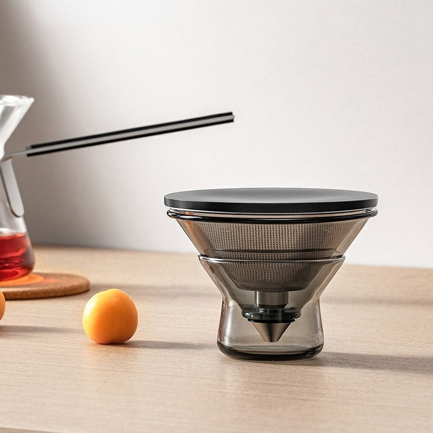 One-Button Brew Magnetic Glass Tea Pot