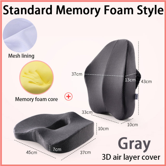 Office Chair Memory Foam Cushion Pillow Set