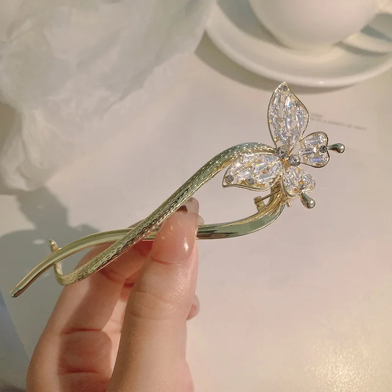 Butterfly Spark Zircon Flower Hairpin