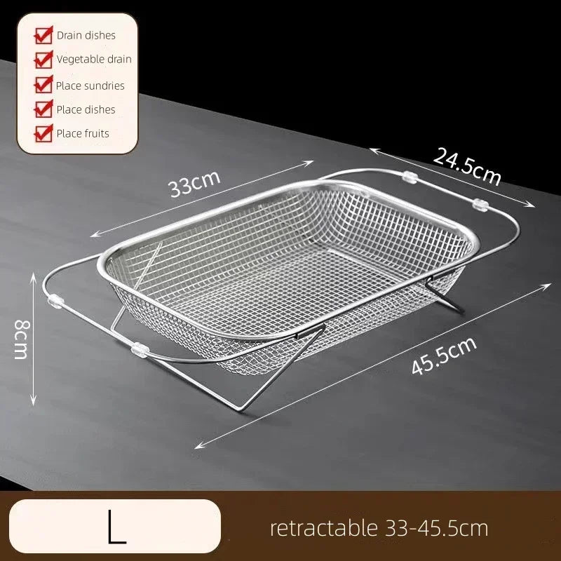 Space-Saving Over-Sink Mesh Strainer Rack