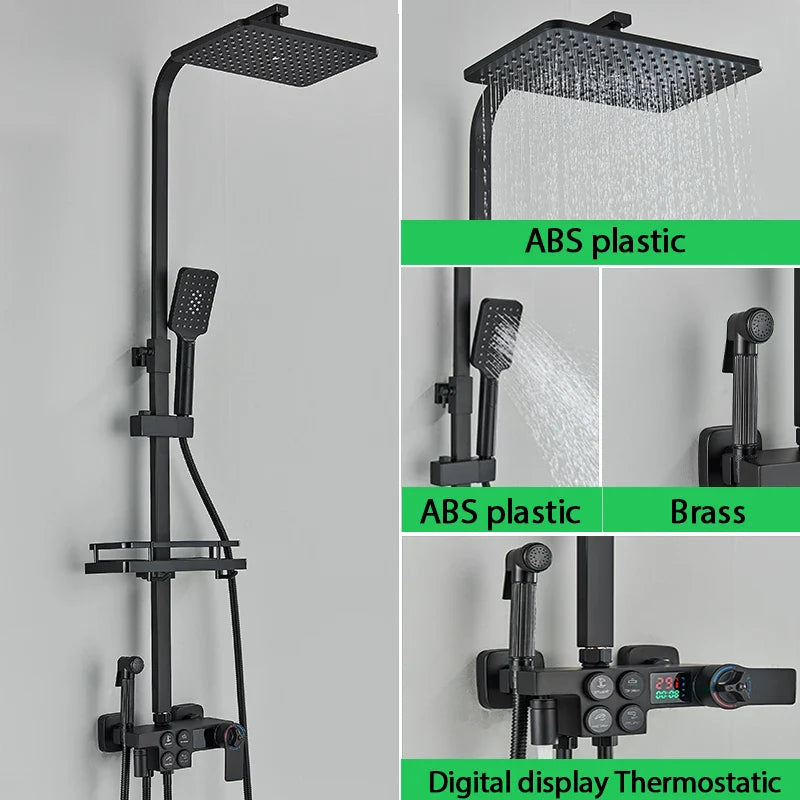 Thermostatic Digital Display Stylish Pressure Shower Set