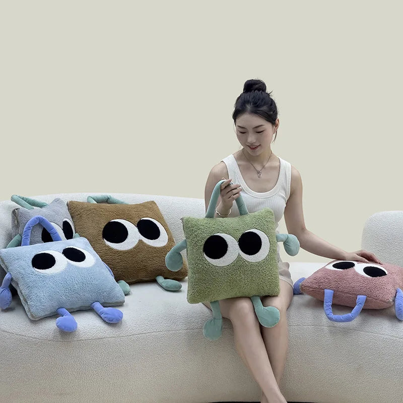 Cute Monster Portable Soft Throw Pillow Blanket