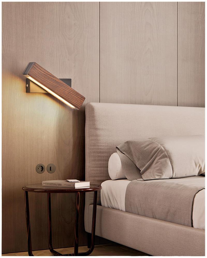 Modern Rotated Nordic Solid Wood Wall LED Lamp