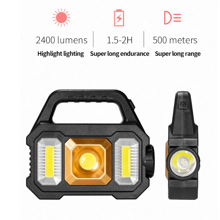 Solar Rechargeable Zoomable Camping Flashlight