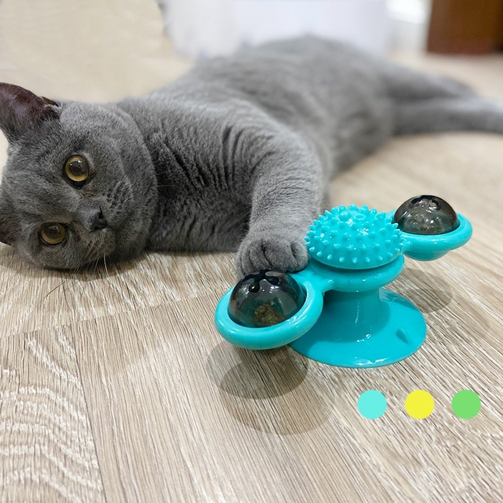 Rotatable Cat Massage Interactive Windmill Toy