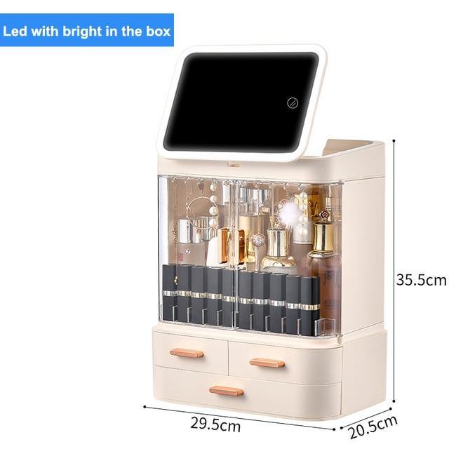 Cosmetic Make-up Jewelry Organizer with Led Lighted Mirror