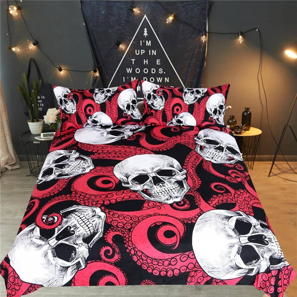 3pcs Skulls and Octopus Tentacles Hand Duvet Cover Bedding Set