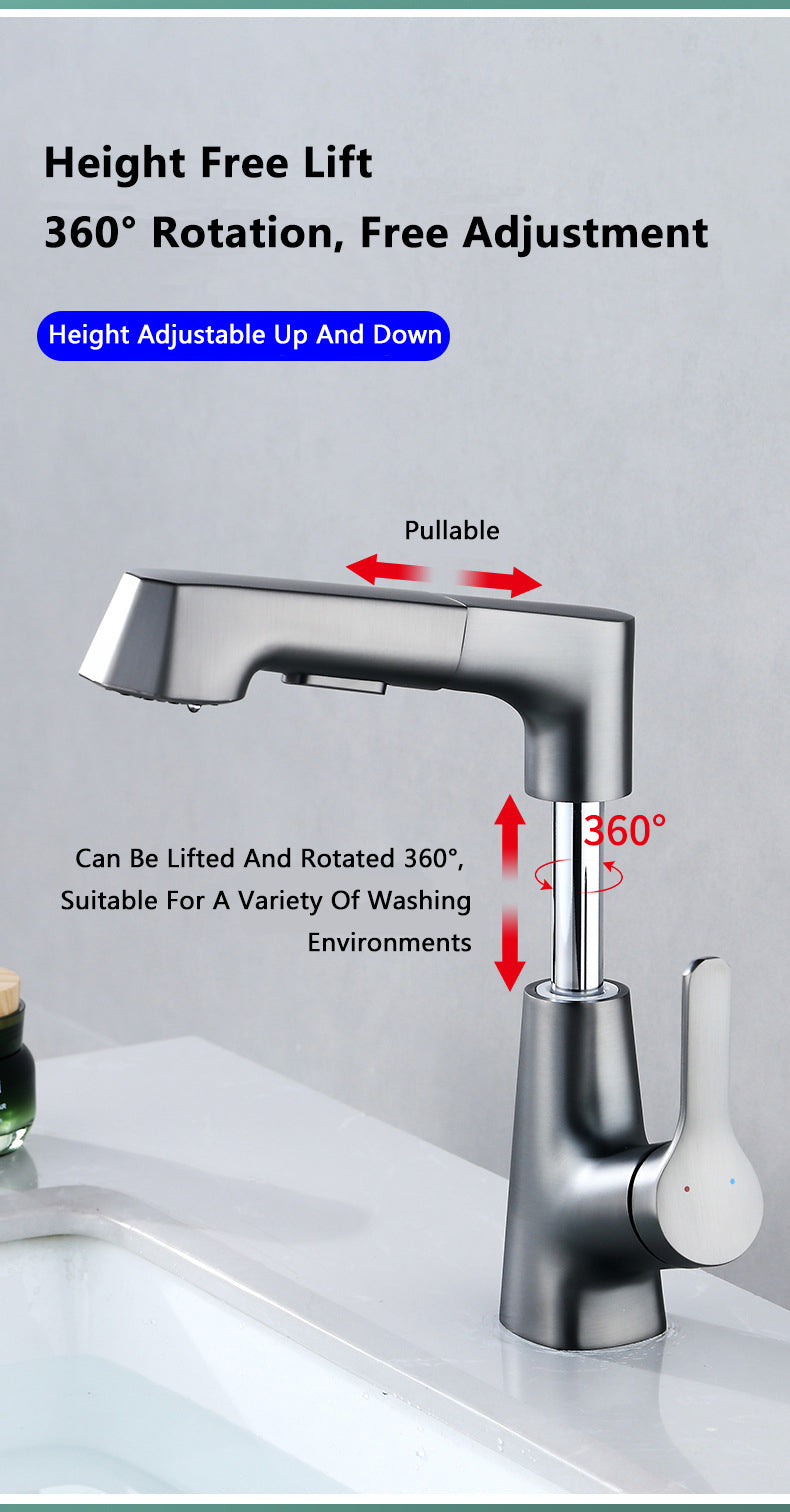 Modern Bathroom Telescopic Basin Waterfall Faucet