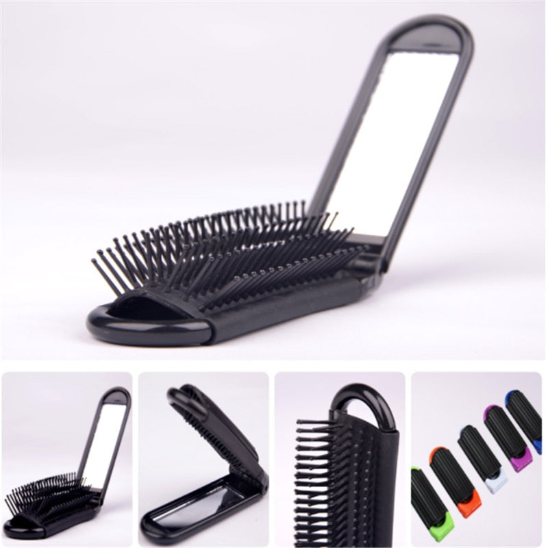 Professional Portable Foldable Hair Brush Mirror