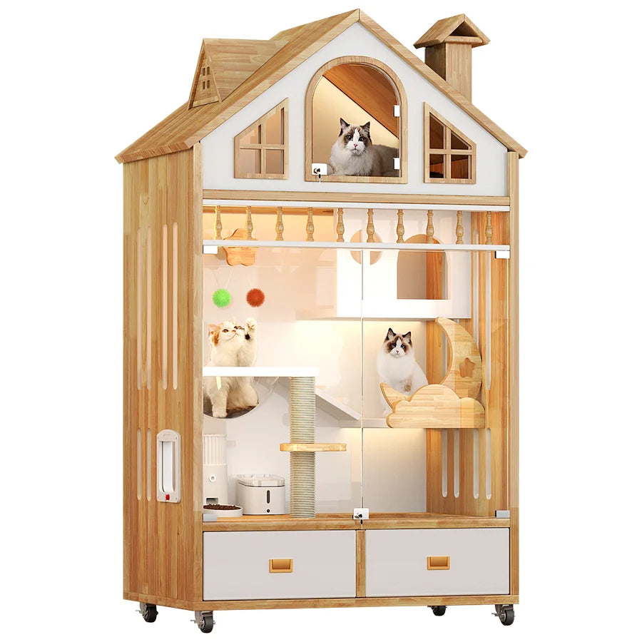 Wooden Luxury Indoor Large Cozy Cat House