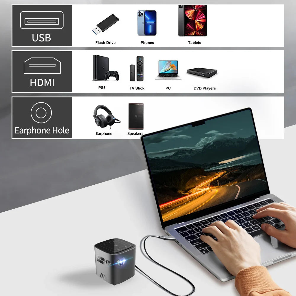 4K Cinema View Portable Smart Mini Projector