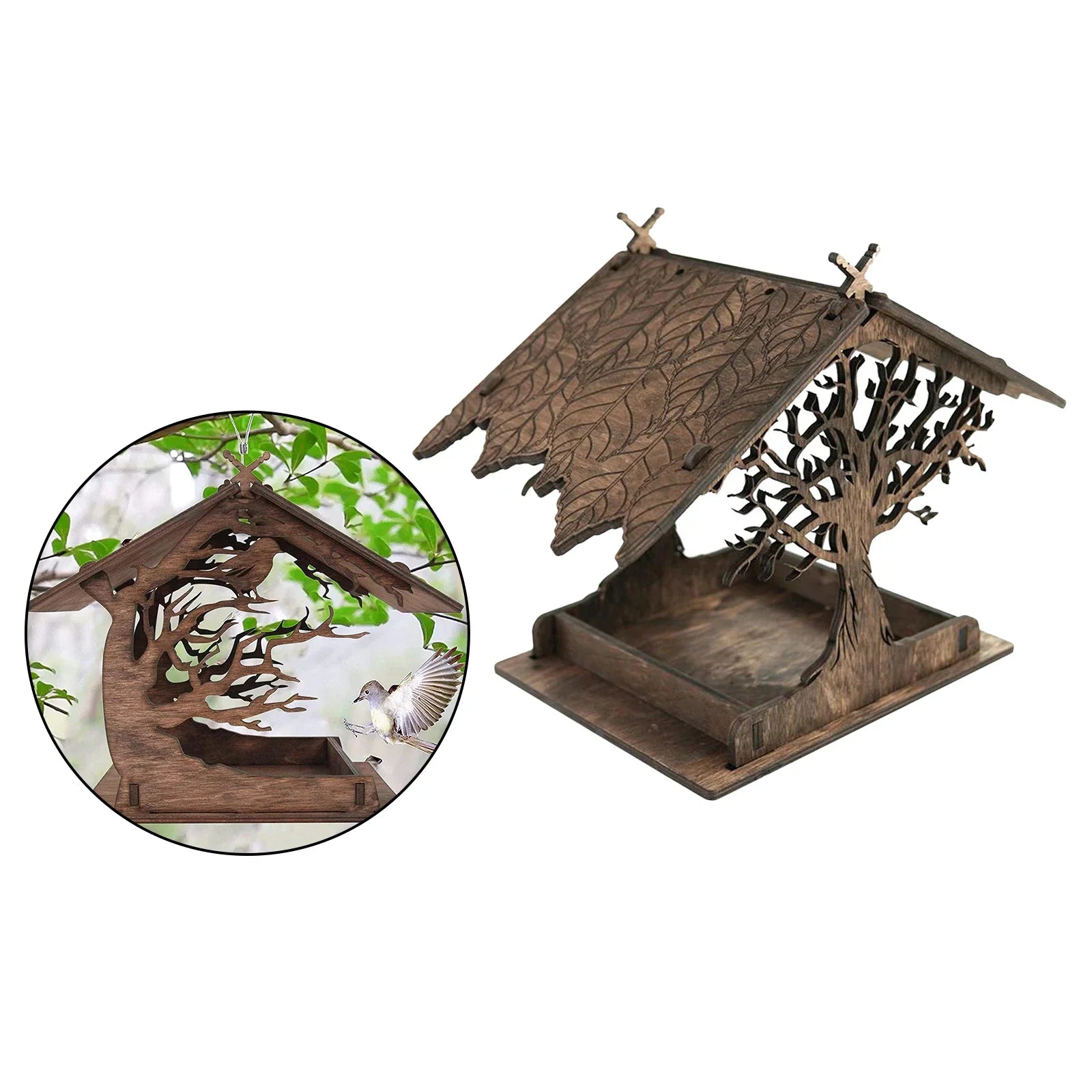 Rustic Treehouse Wooden Bird Feeder