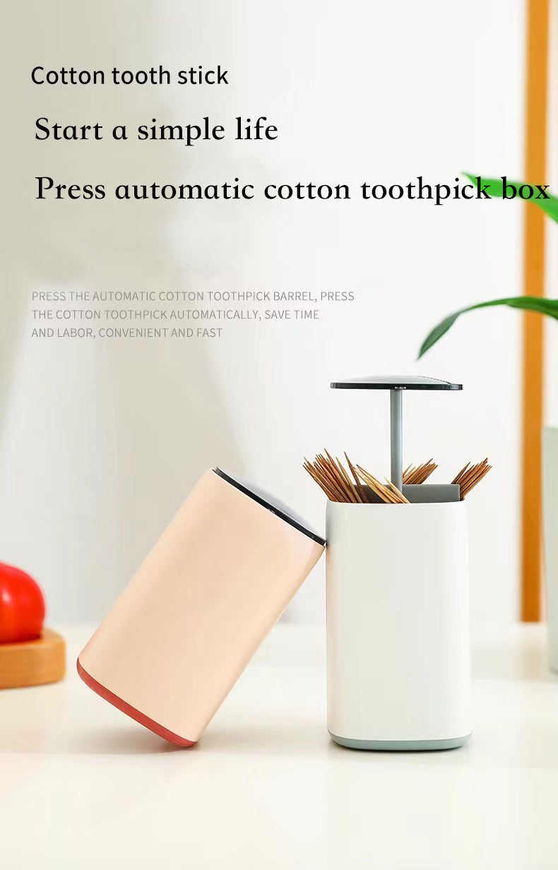 Elegant Pop-Up Toothpick Cotton Swab Storage Dispenser