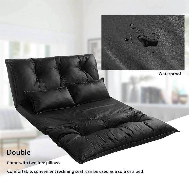 Modern Foldable PU Leather Leisure Floor Sofa Bed with 2 Pillows