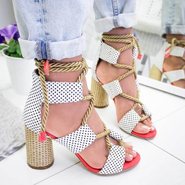 Lace Up Colorful Gladiator Sandals