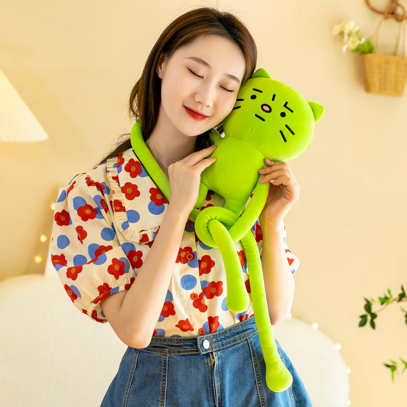 Green Cat Plush Toy Pillow