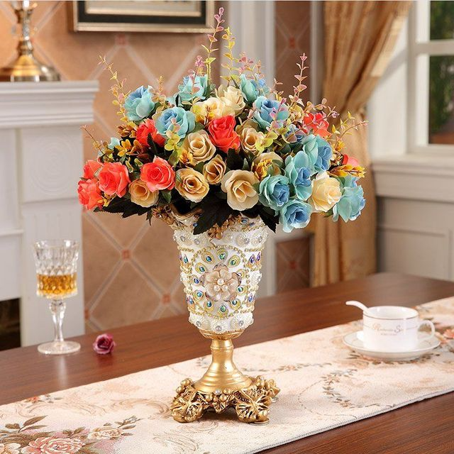 European Luxury Diamond Resin Vase