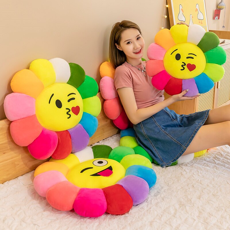 Colorful Sunflower Plush Comfy Seat Cushion