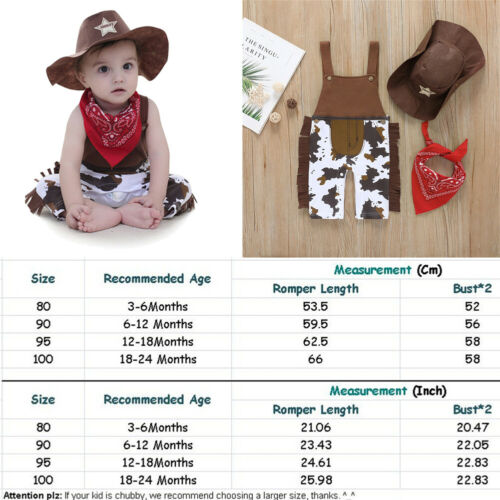 Baby Cowboy Hat+Bodysuit+Scarf Outfit Suit