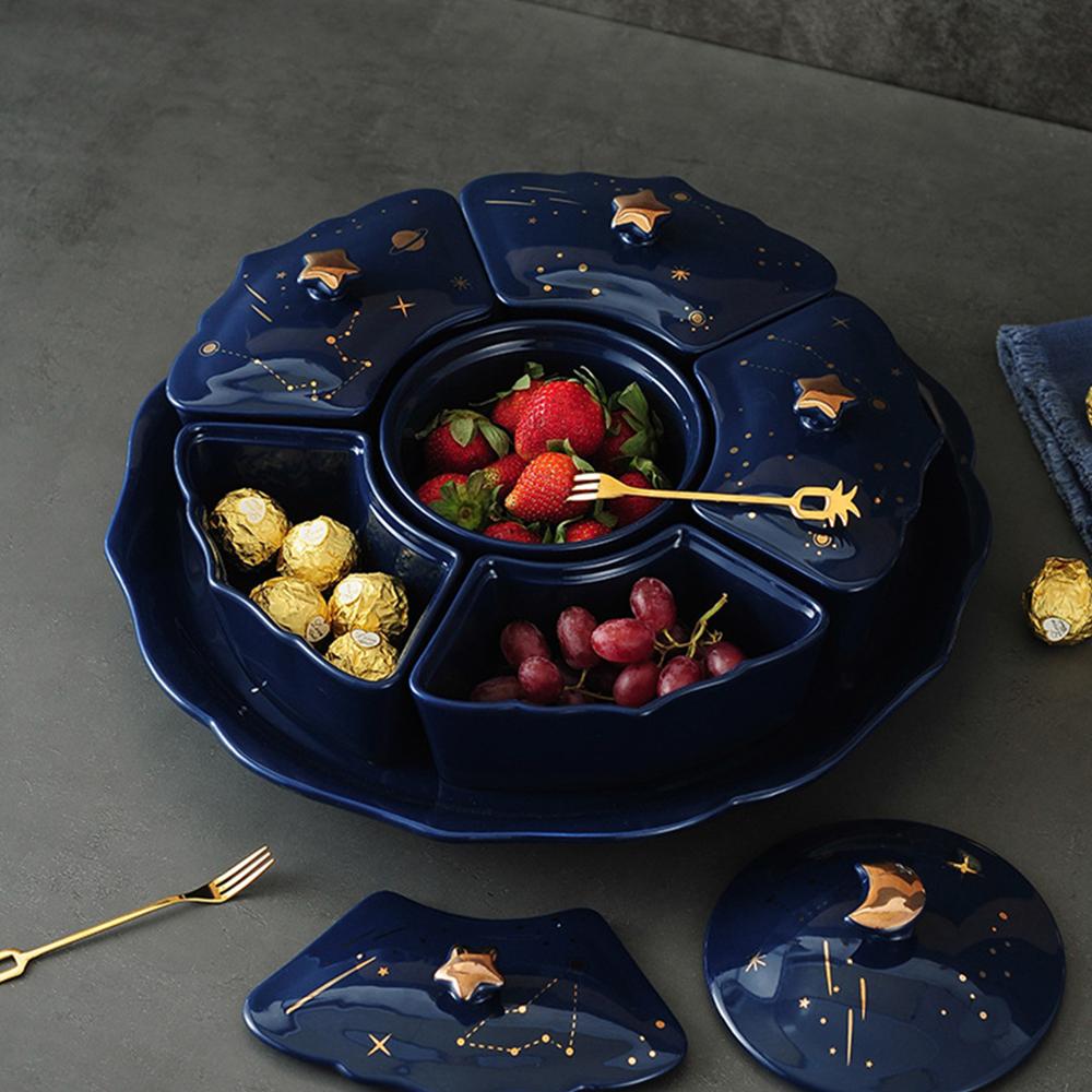 Night Sky Rotatable Ceramic Snack Plate