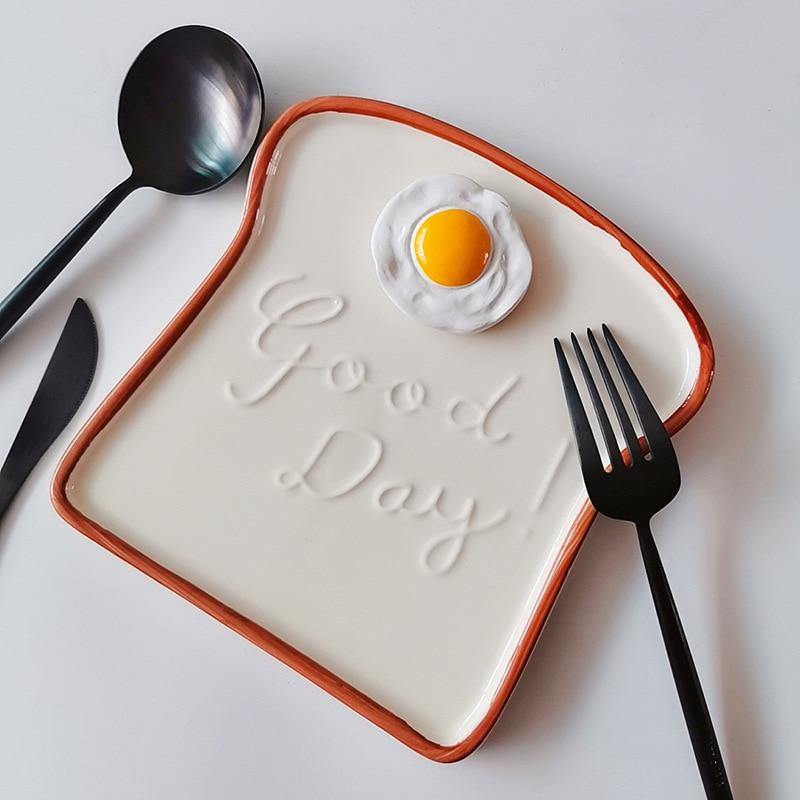 Ceramic Toast Breakfast Plate