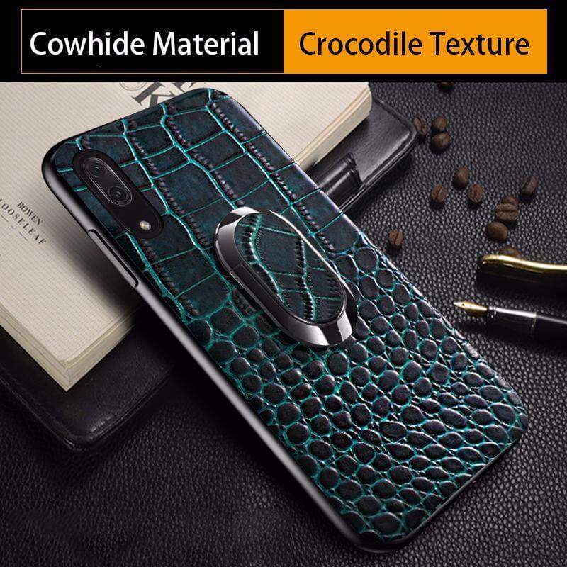 Snake Texture Leather iPhone Case with Ring Support