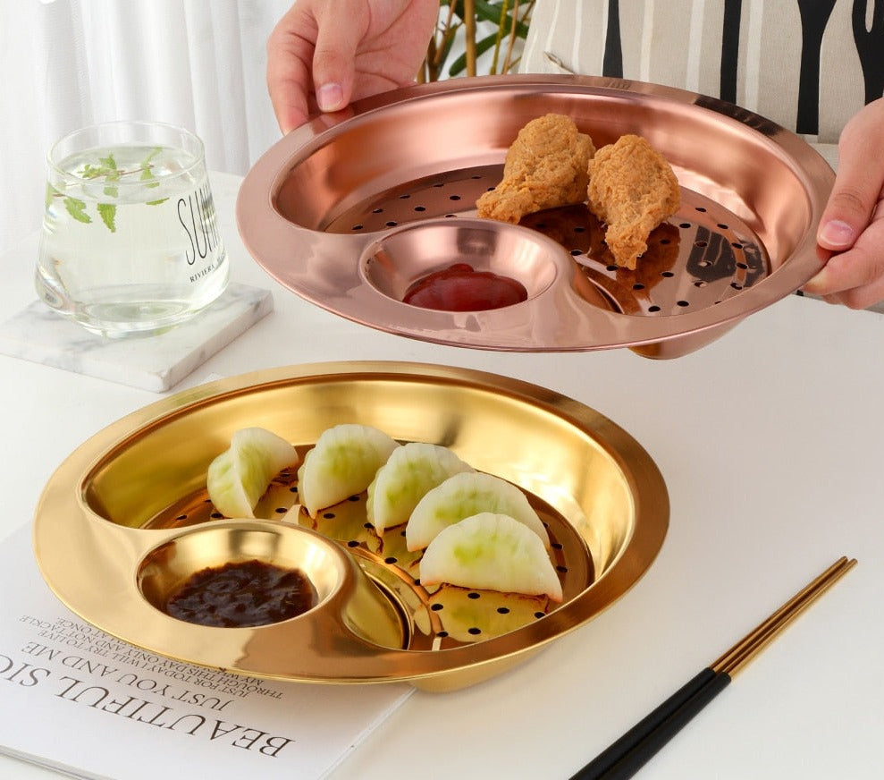 Creative Stainless Steel Double Breakfast Tray