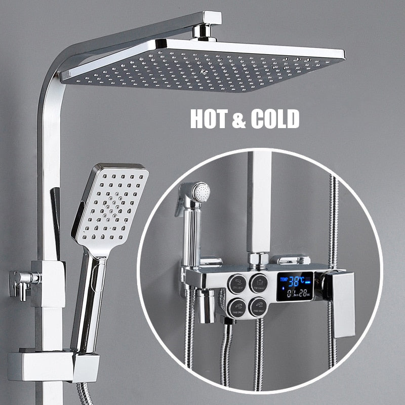 Elegant Digital Wall Mounted Smart Thermostatic Bath Faucet