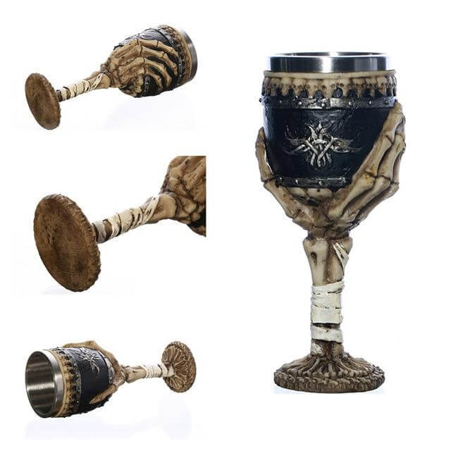 Stainless Steel Skull Gothic Goblet Cocktail Glass