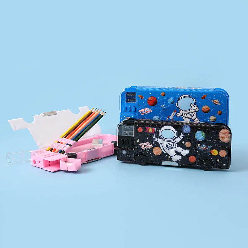 Cartoon Bus Multifunctional Kids Stationery Pencil Box