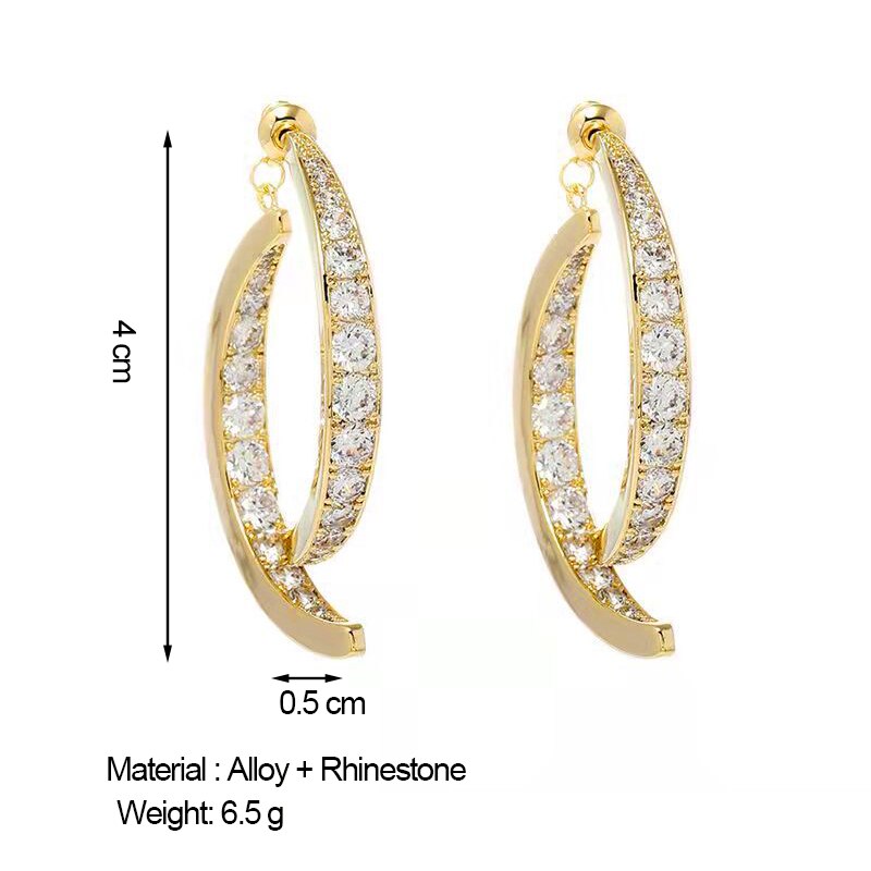 Korean Style Rhinestone Geometric Earrings